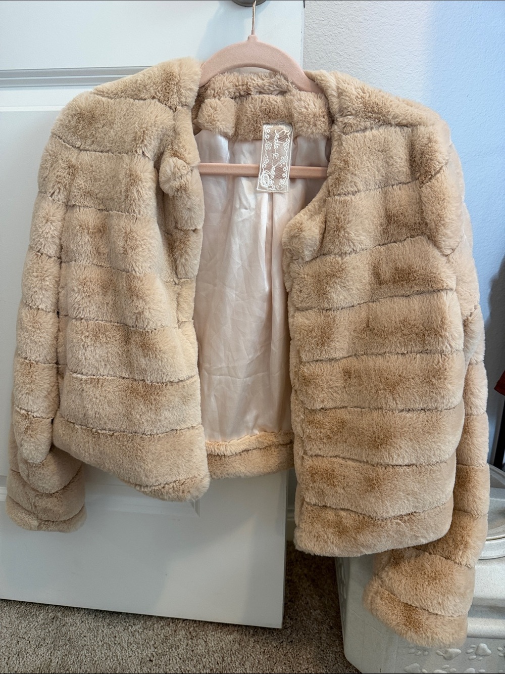 Sadie & Sage Plush Beige Teddy Jacket